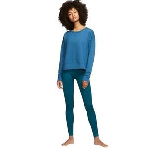 Nike Womens Yoga Long Sleeve Open Back Training Top Blue Medium